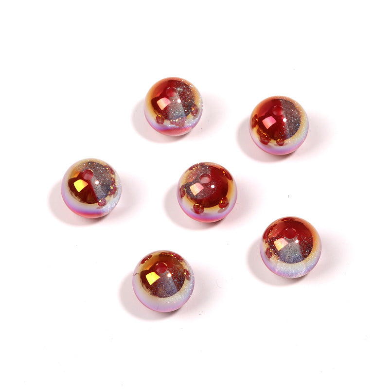 Wholesale 100pcs 20mm two-color starry cat's eye beads UV plated resin round beads diy mobile phone chain keychain beads loose beads